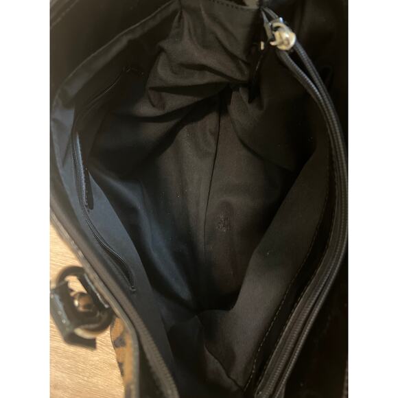 Roberta Gandolfi Leather Bag Patent Zippered Large Zebra Hair Purse Black Brown - Picture 6 of 11